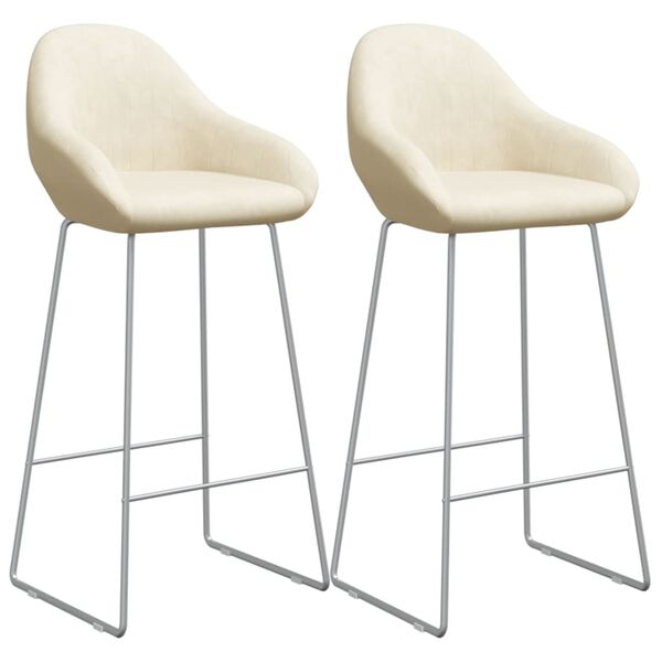 vidaXL Tabourets de bar lot de 2 cr&egrave;me velours