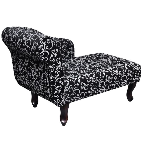 vidaXL Chaise longue Noir et blanc Tissu