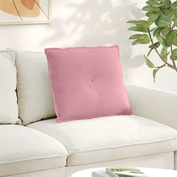 vidaXL Coussin de Dos Rose 60 x 50 cm Tissu en velours c&ocirc;tel&eacute;