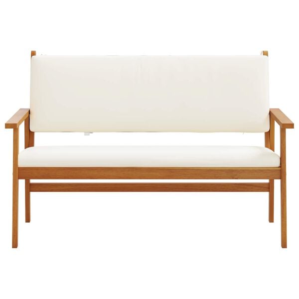vidaXL Banc de jardin avec coussin Blanc cr&egrave;me Bois d'Acacia Massif