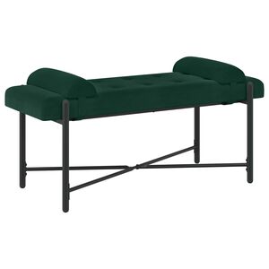 vidaXL Banc capitonn&eacute; &agrave; boutons avec coussins Vert fonc&eacute; Velours