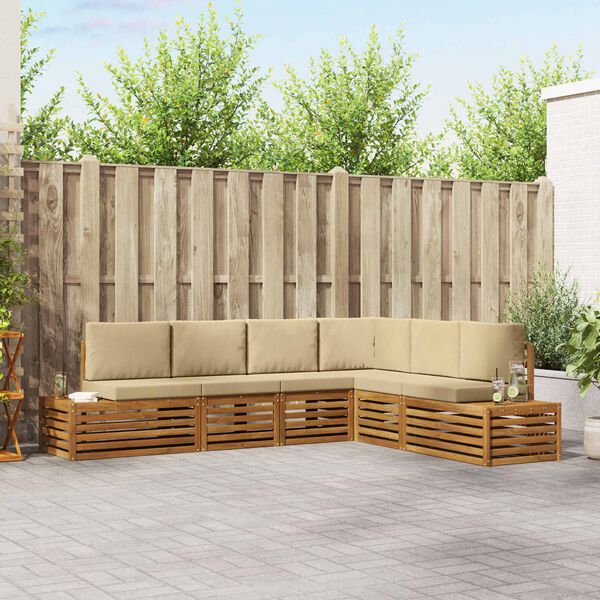 vidaXL Ensemble de canap&eacute;s d'ext&eacute;rieur 6 Pi&egrave;ce Naturel et Beige