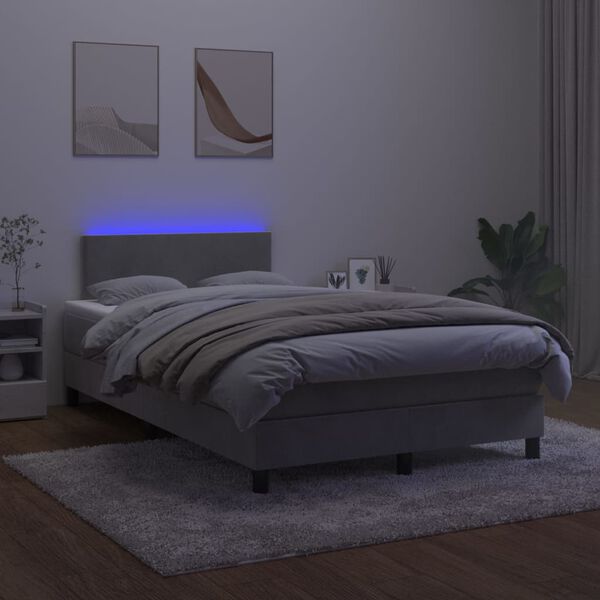 vidaXL Sommier &agrave; lattes de lit avec matelas LED Gris clair 120x200 cm
