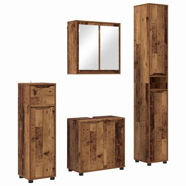 vidaXL Ensemble de mobilier de salle de bain 4 pcs Bois Ancien
