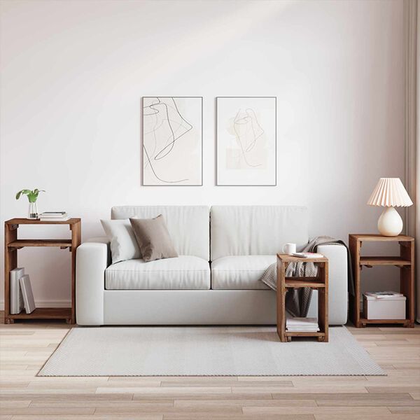 vidaXL Table d'Accent 3 pcs Marron Bois de Mahogany Massif