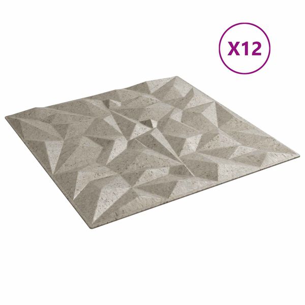 vidaXL Panneaux muraux 12 pcs B&eacute;ton Am&eacute;thyste 50 x 50 cm Mousse XPS