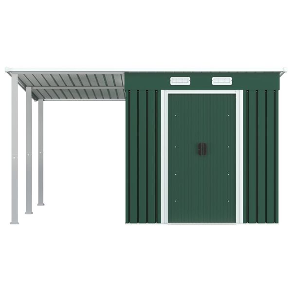 vidaXL Abri de jardin avec toit étendu Vert 346x236x181 cm Acier