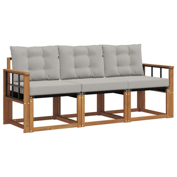 vidaXL Ensemble de canap&eacute;s d'ext&eacute;rieur 3 pcs Gris Naturel et Clair