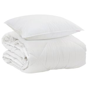 vidaXL Duvet toutes saisons avec oreiller 2 pcs Blanc Microfibre
