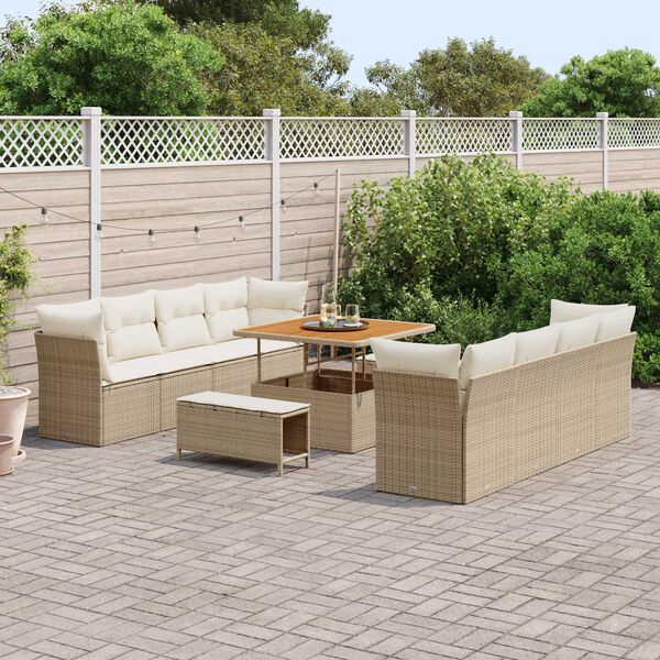 vidaXL Ensemble de canap&eacute; de jardin 11 pcs Beige polyrotin