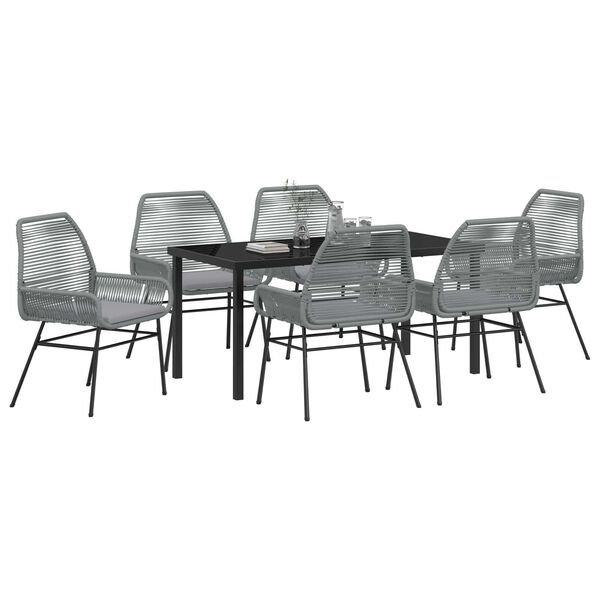 vidaXL Ensemble de salle &agrave; manger pour jardin 7 pcs Gris polyrotin