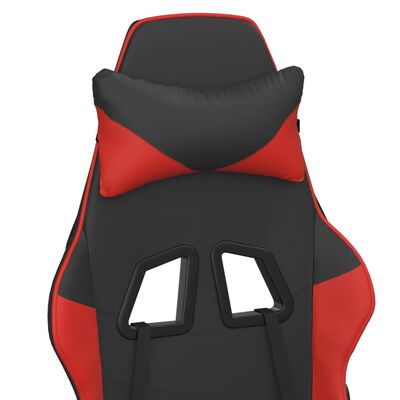 vidaXL Chaise de jeu avec repose-pied Noir et rouge Similicuir