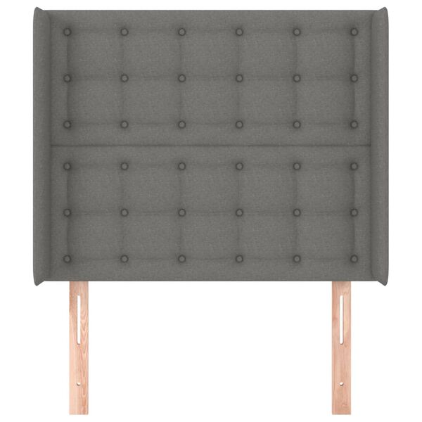 vidaXL T&ecirc;te de lit avec oreilles Gris fonc&eacute; 103x16x118/128 cm Tissu