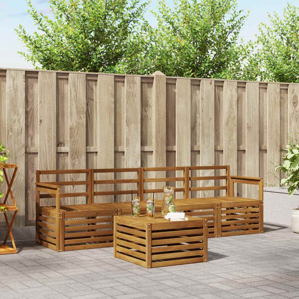 vidaXL Ensembles de canap&eacute;s 5 pcs Naturel Bois d'Acacia Massif
