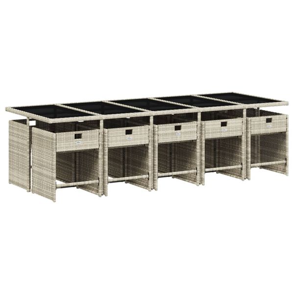 vidaXL Ensemble &agrave; manger de jardin 11pcs avec coussins gris poly rotin