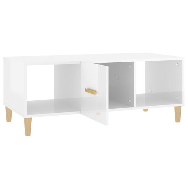 vidaXL Table basse Blanc brillant 102x50x40 cm Bois d'ingénierie