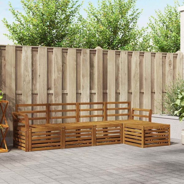 vidaXL Ensembles de canap&eacute;s 5 pcs Naturel Bois d'Acacia Massif