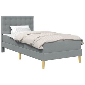 vidaXL Cadre de lit avec matelas Gris clair 90 x 190 cm Tissu