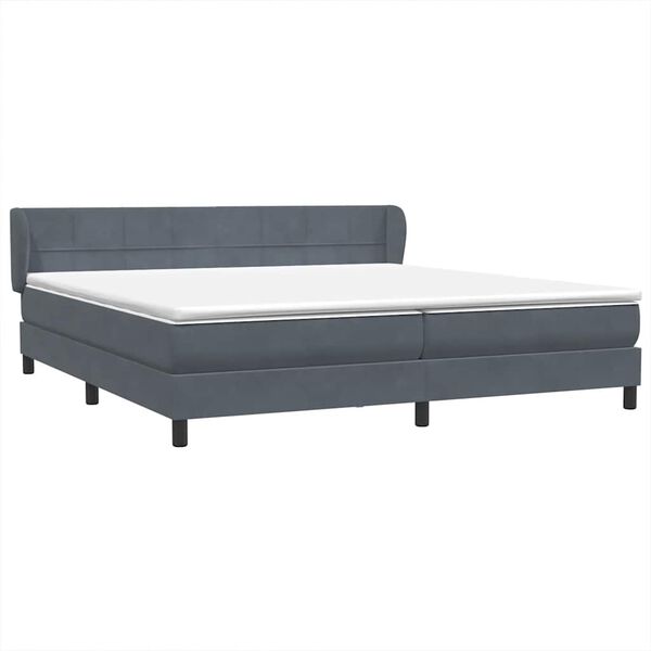 vidaXL Sommier &agrave; lattes de lit et matelas gris fonc&eacute; 180x210cm velours