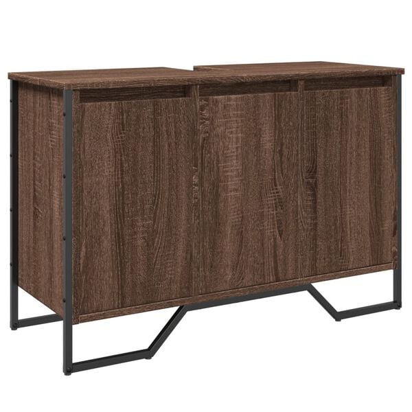 vidaXL Armoire lavabo de salle de bain ch&ecirc;ne marron 91x35x60 cm