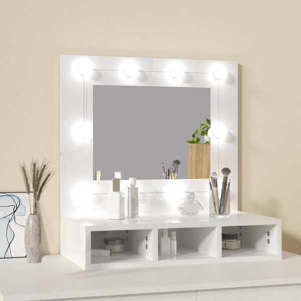 vidaXL Armoire &agrave; miroir avec LED Blanc brillant 60x31,5x62 cm