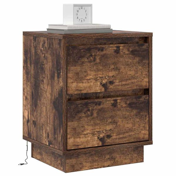 vidaXL Cabinet de chevet avec tiroir Ch&ecirc;ne fum&eacute; 39 x 34,5 x 50 cm