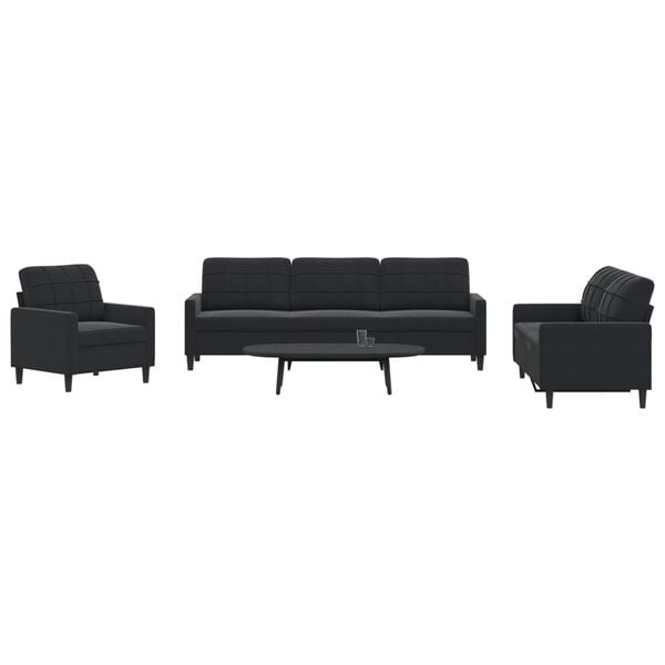 vidaXL Ensemble de canapés 4 pcs avec coussins Noir Velours