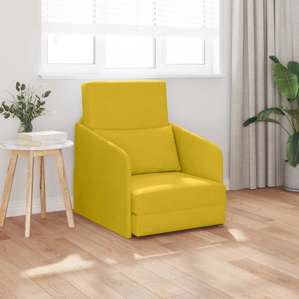 vidaXL Canap&eacute;-Lit Jaune 65 x 80 x 83 cm Velours