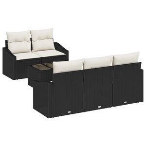 vidaXL Ensemble de Canap&eacute;s avec coussin 6 pcs Noir et Cr&egrave;me polyrotin