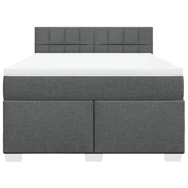 vidaXL Sommier &agrave; lattes de lit avec matelas Gris fonc&eacute; 140x200cm Tissu
