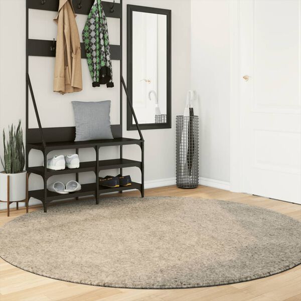vidaXL Tapis ISTAN &agrave; poils longs aspect brillant beige &Oslash; 200 cm