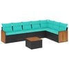 vidaXL Ensemble de canap&eacute; de jardin 8 pcs avec coussins noir r&eacute;sine tress&eacute;e