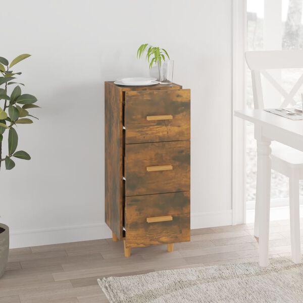 vidaXL Buffet Chêne fumé 34,5x34x90 cm Bois d'ingénierie