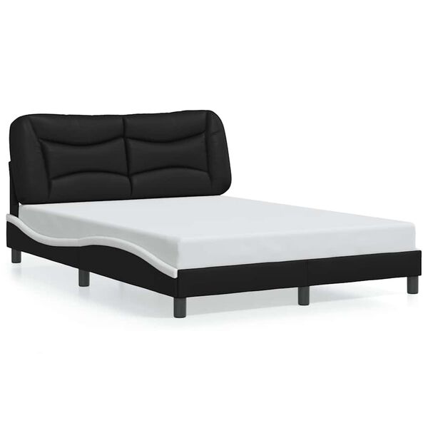 vidaXL Cadre de lit sans matelas Hvar noir et blanc 140x200 cm similicuir