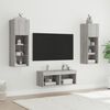 vidaXL Meuble TV muraux 4 pcs avec lumi&egrave;res LED sonoma gris