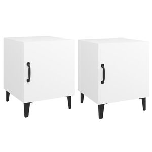 vidaXL Tables de chevet 2 pcs Blanc Bois d'ing&eacute;nierie