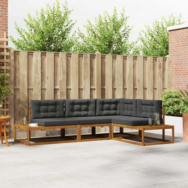 vidaXL Ensemble de canap&eacute;s d'ext&eacute;rieur 4 Pi&egrave;ce Naturel et Anthracite