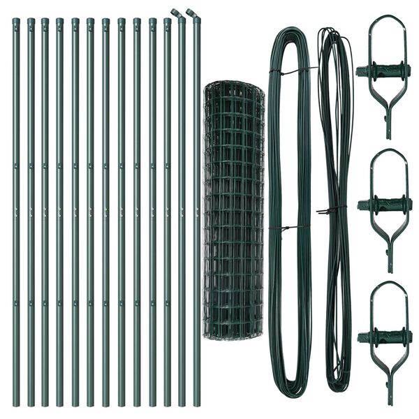 vidaXL Cl&ocirc;ture avec poteau Vert 1,2 x 25 m Acier et PVC