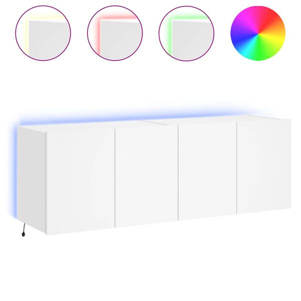 vidaXL Meubles TV muraux avec lumières LED 2 pcs blanc 60x35x41 cm