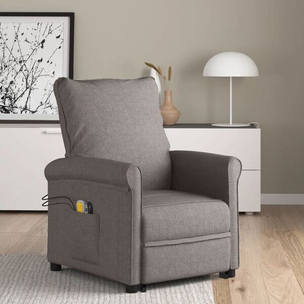 vidaXL Fauteuil de massage Taupe Tissu
