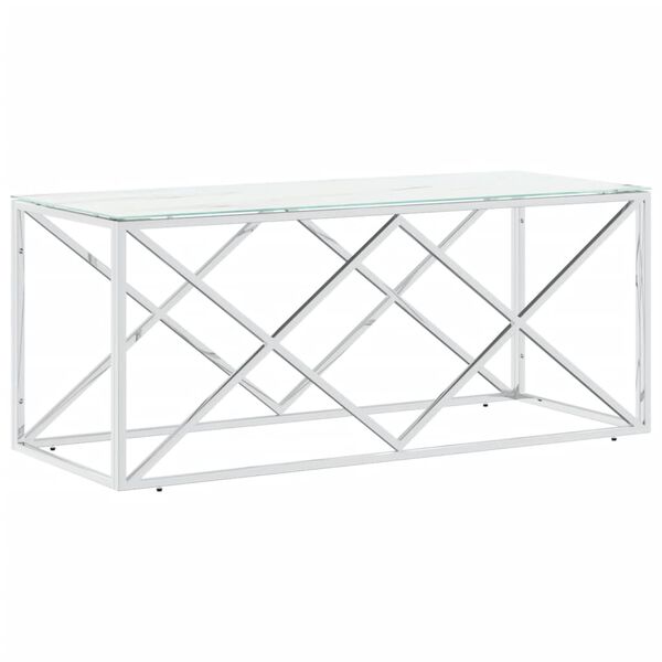 vidaXL Table basse 110x45x45 cm acier inoxydable et verre
