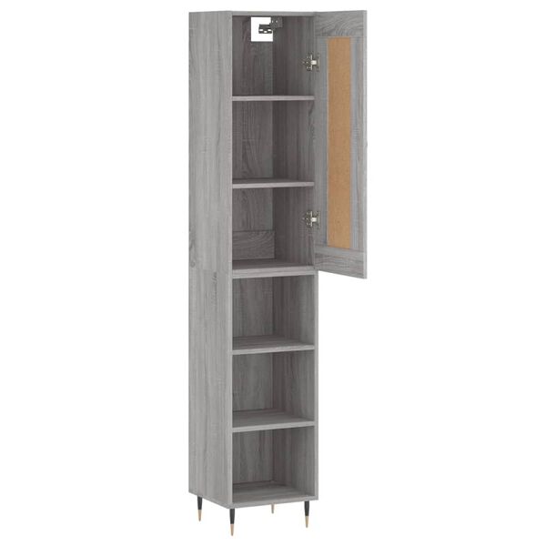 vidaXL Buffet haut Sonoma gris 34,5x34x180 cm Bois d'ing&eacute;nierie