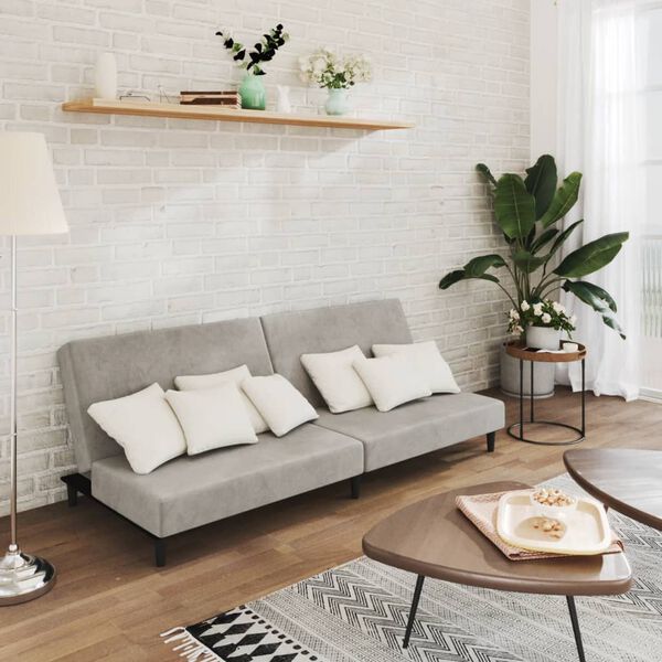 vidaXL Canap&eacute;-lit &agrave; 2 places gris clair velours