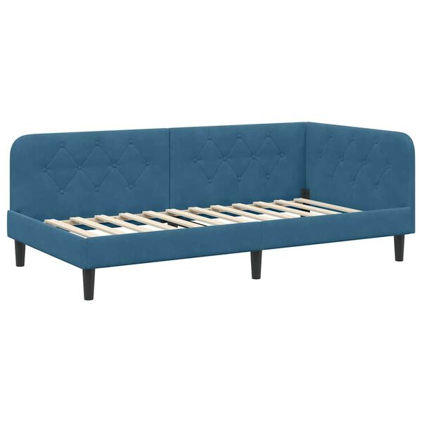 vidaXL Cadre de lit d'angle avec t&ecirc;te de lit Bleu 90 x 190 cm Velours