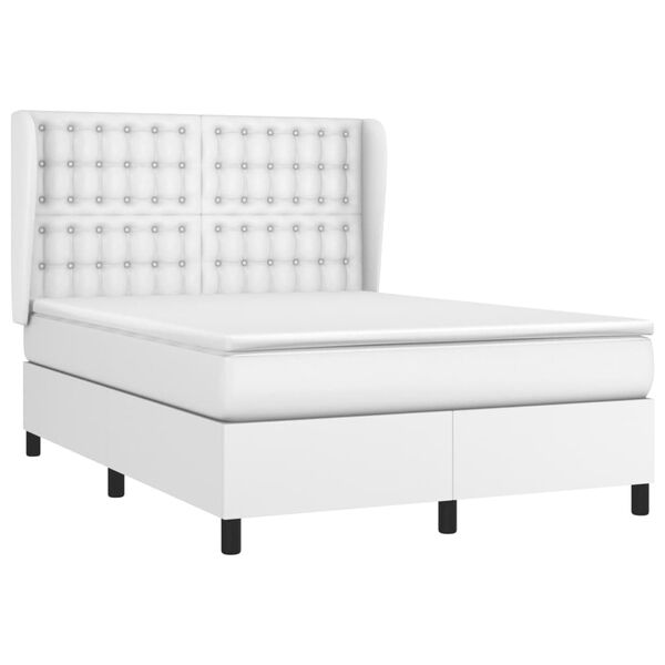 vidaXL Sommier &agrave; lattes de lit avec matelas Blanc 140x200cm Similicuir