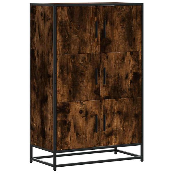 vidaXL Buffet haut ch&ecirc;ne fum&eacute; 68x35x106,5 cm bois d'ing&eacute;nierie m&eacute;tal