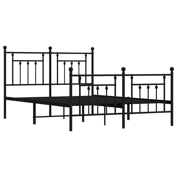 vidaXL Cadre de lit métal sans matelas avec pied de lit noir 150x200cm