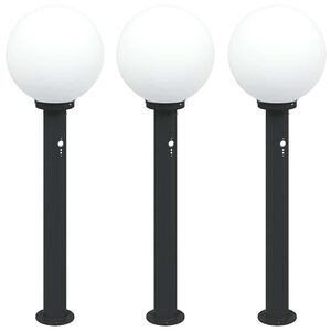 vidaXL Bornes lumineuses avec d&eacute;tecteur lot de 3 80 cm noir IP44