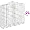 vidaXL Paniers à gabions arqués 9 pcs 200x50x160/180 cm Fer galvanisé