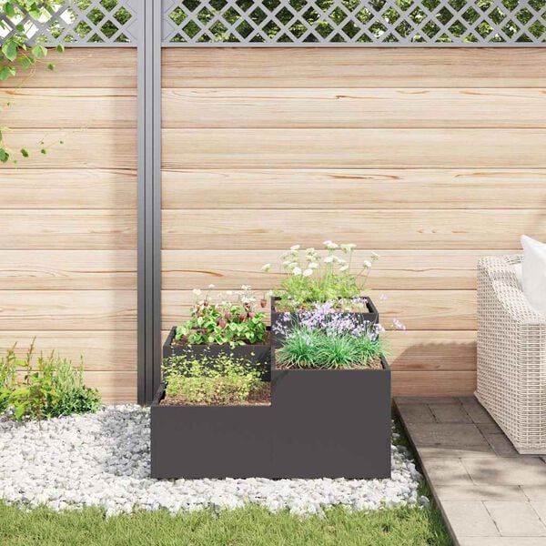 vidaXL Cache-pot de jardin Noir 80 x 80 x 48 cm Acier